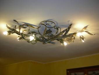 Ceiling light fixture in wrought iron