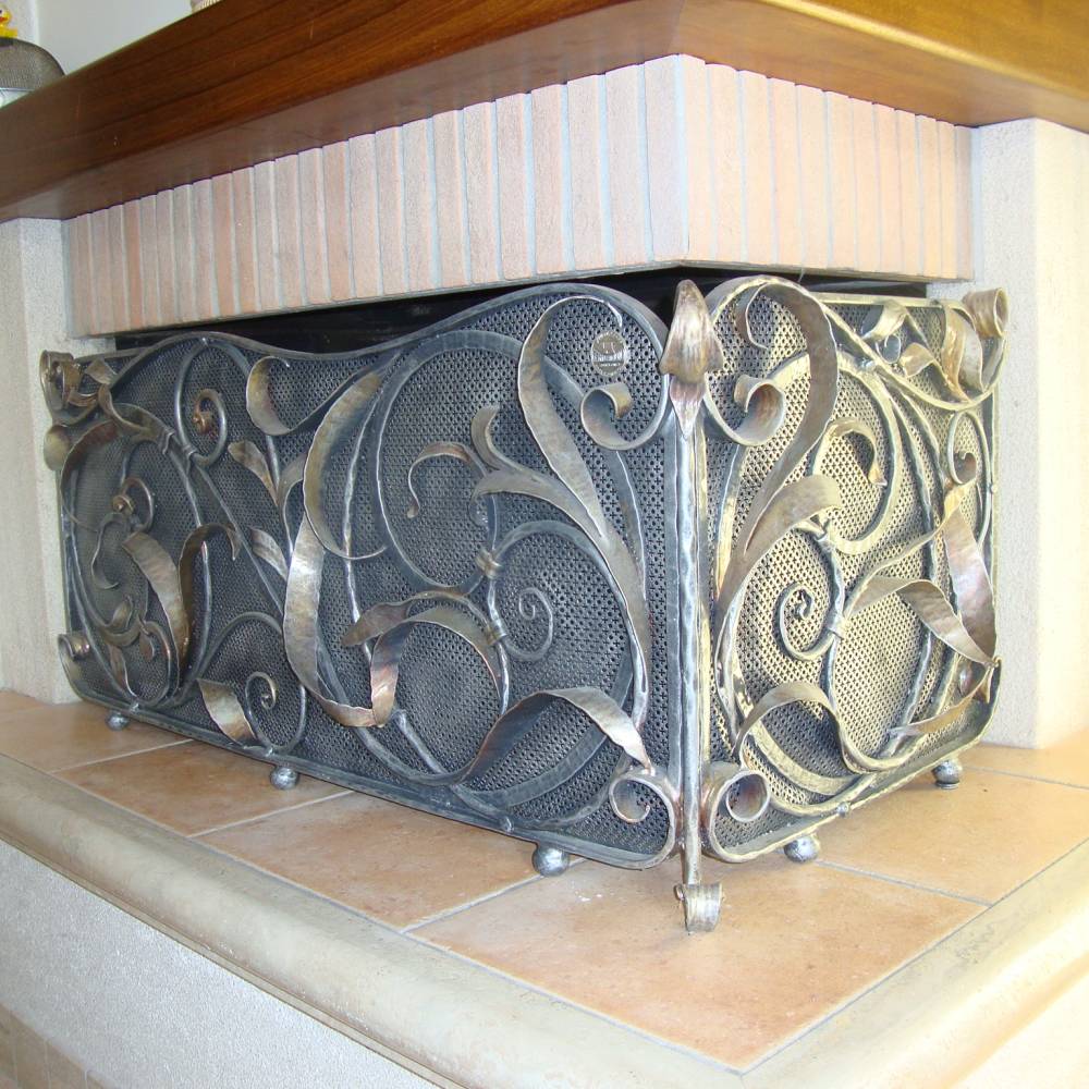 Hand made wrought iron fire guard - fire sparkle wall