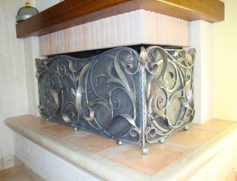 Hand made wrought iron fire guard - fire sparkle wall