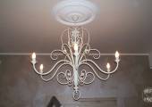 Wrought iron chandelier, white color