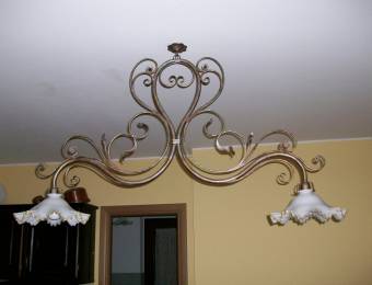 Wrought Iron Ceiling Lamp with 2 light bulb 