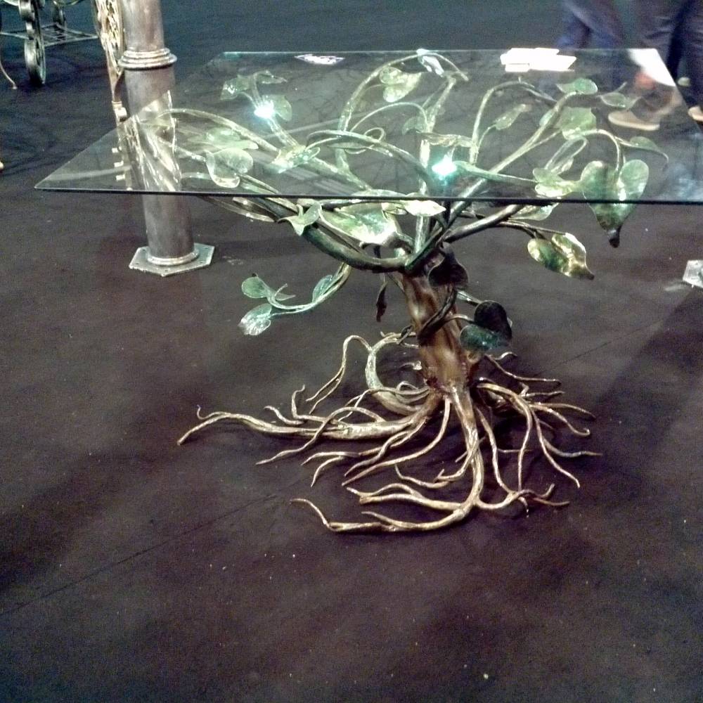 hand made wrought iron table representing a tree