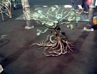hand made wrought iron table representing a tree