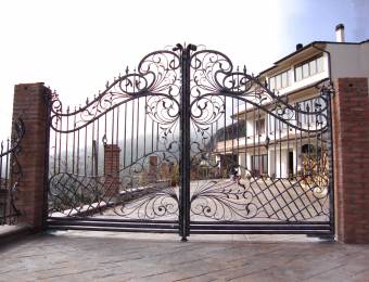 Wrought iron gate for villa handcrafted with floral decoration