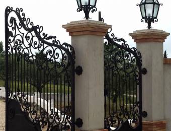 Wrought iron street lamps