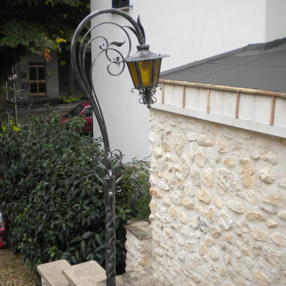 Wrought iron lantern for garden