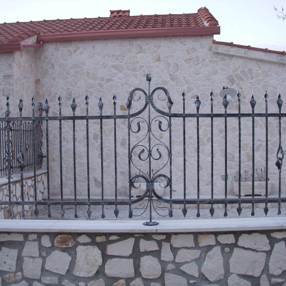 hammered wrought iron, hand made, fence villa