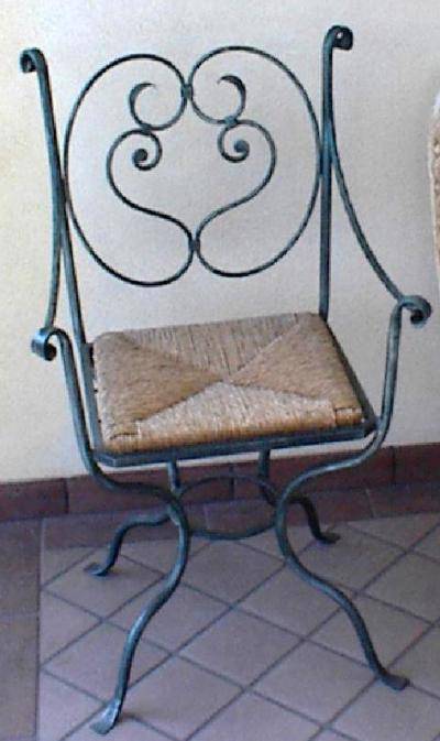 Hand-crafted chair in wrought iron