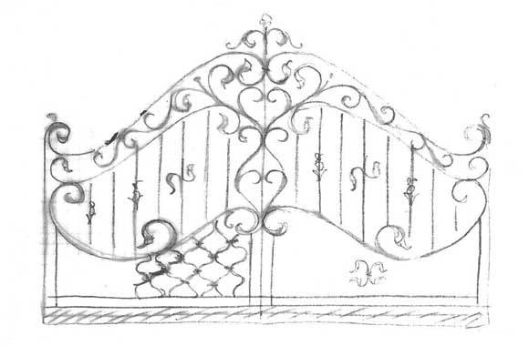 Wrought iron gate - Sketch