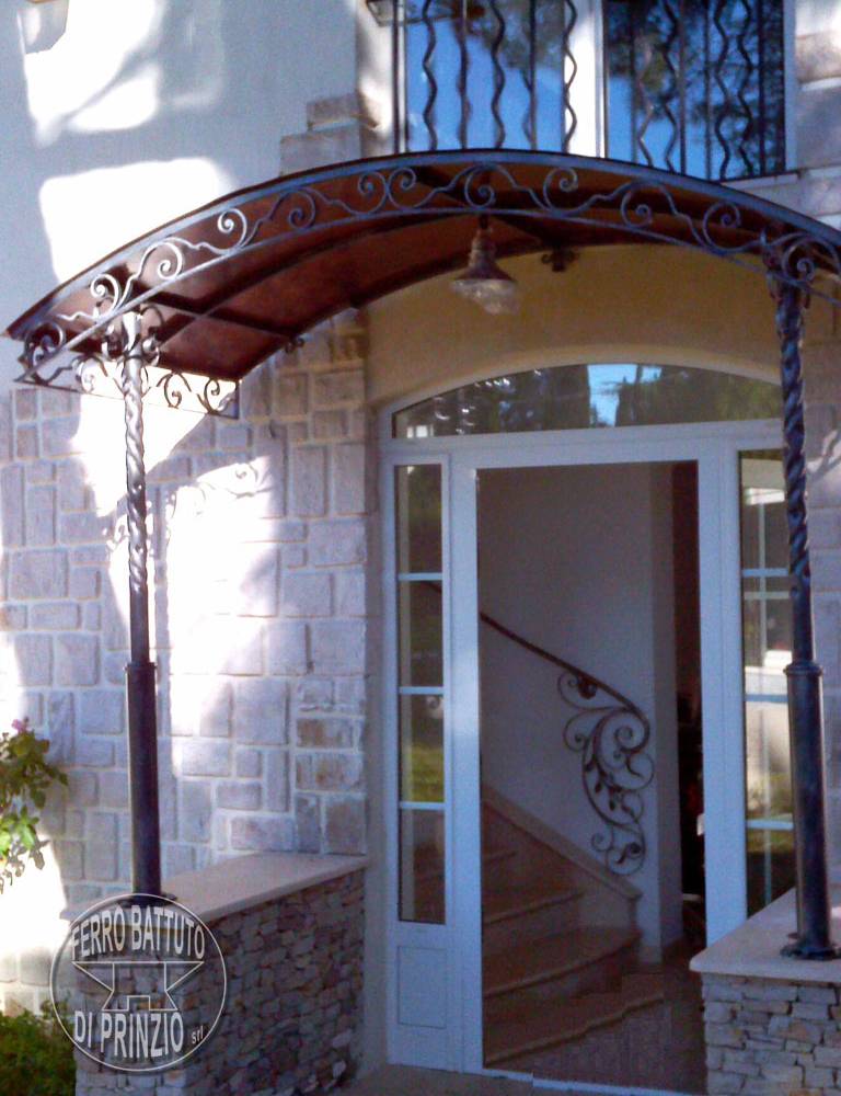 Wrought iron canopy with pillars