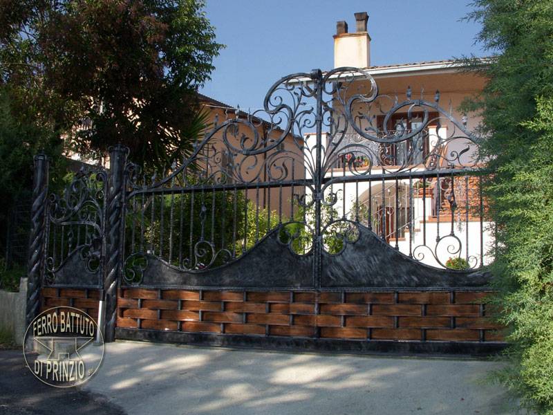 Wrought iron gate with copper